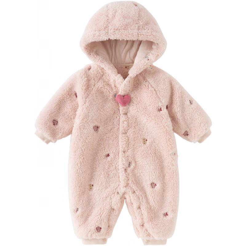 DAVE&BELLA Newborn Unisex Hooded Plush Romper 90