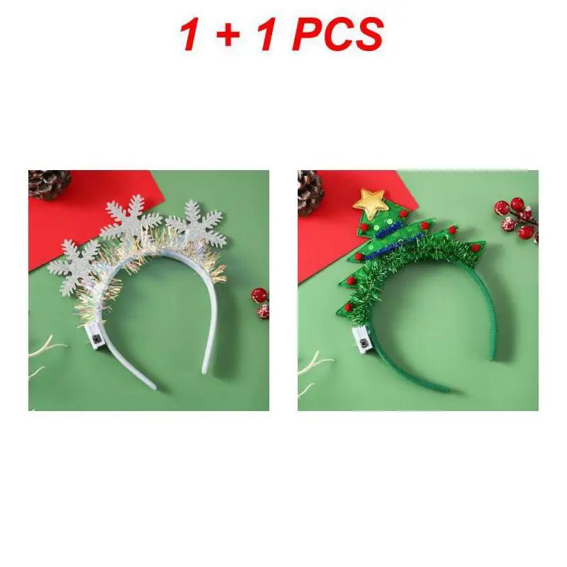 Christmas Headband LED Lights Christmas Gifts Snowflake Xmas Tree Hair Band Christmas Decorations for Girls Women New Year Gifts