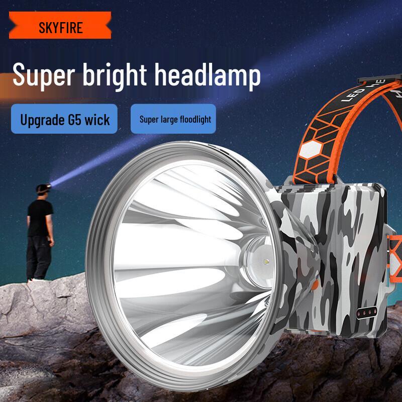 SkyFire Wiederaufladbare Hochleistungs-Stirnlampe