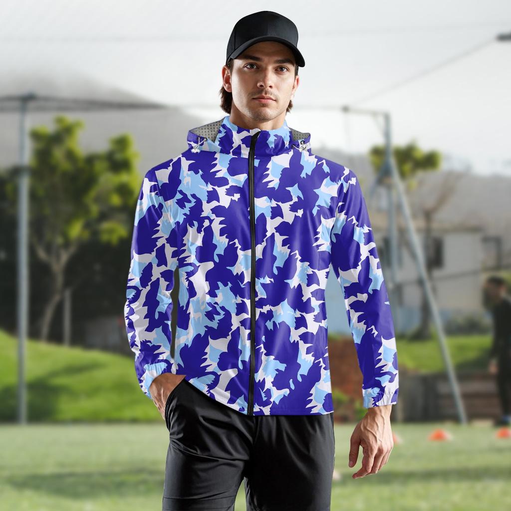 Children's Adult Fashion Printed Hooded Training Windproof Rainproof Sunscreen Sports Jacket Running Fitness Quick Dry Jacket