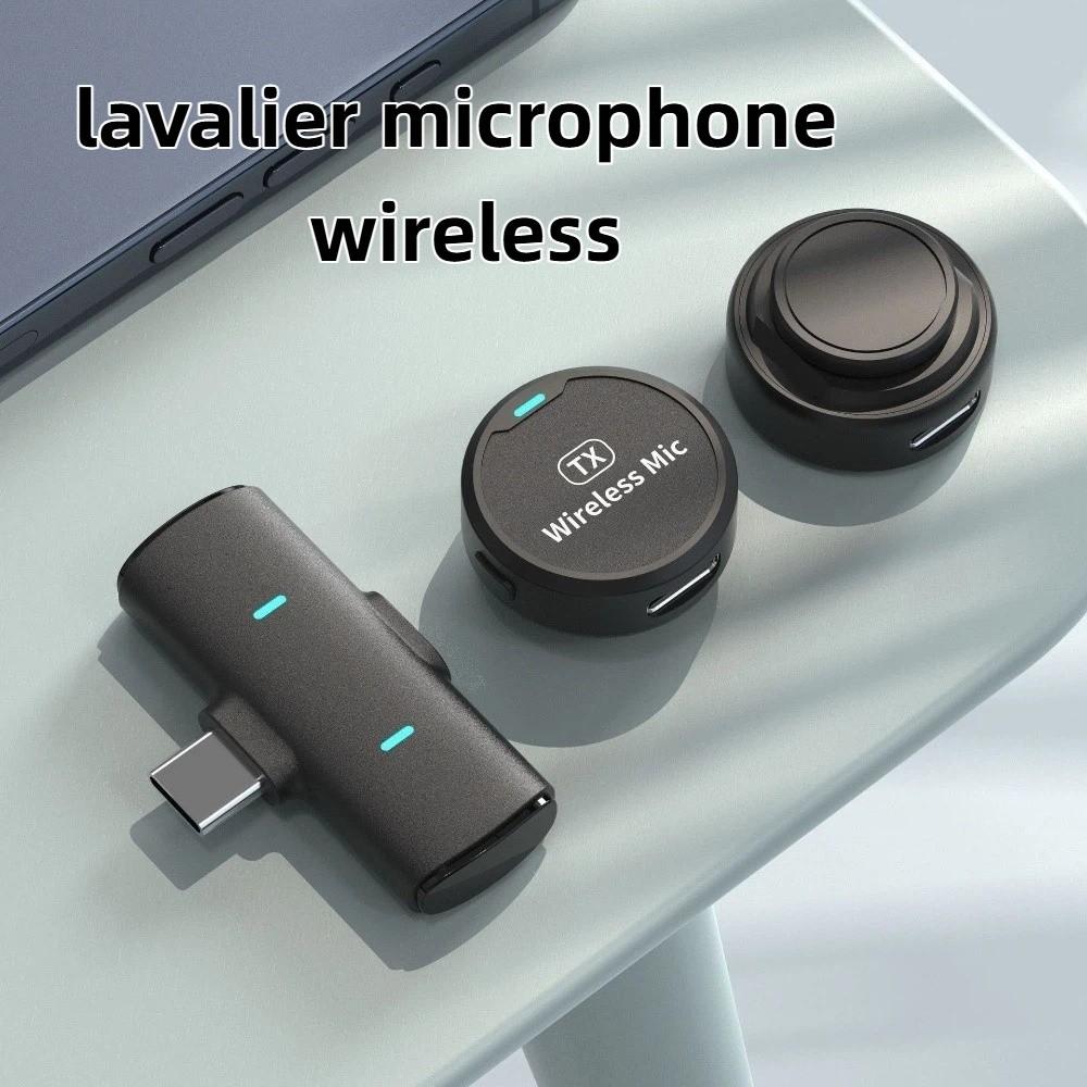 2 in 1 Lavalier Lapel Microphone Button MIC Wireless Lavalier Mic  Smartphone/Laptop/Tablet