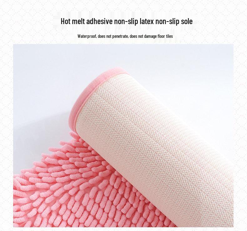 Non-Slip Chenille Half-Round Floor Mat - Water Absorbing, Machine Washable Rug for Hallway, Bathroom, and Bedroom