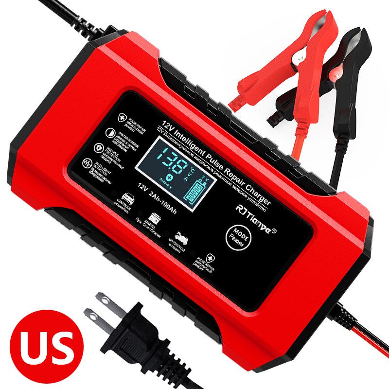 NEW 12V/6A Intelligent Pulse Repair Battery Charger Regulate Car Battery Charger LCD Display For Motorcycle SUV Battery
