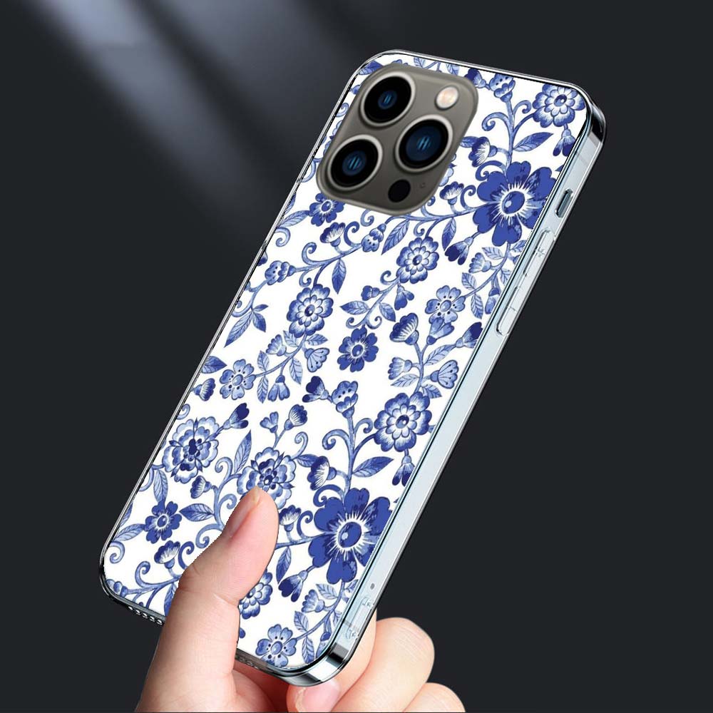 Blue White Porcelain Pattern Phone Case For Iphone 16E 15 Pro 14 Plus 17E 16 17 Pro Max Air 11 12 13 Mini Shockproof Capa Cut
