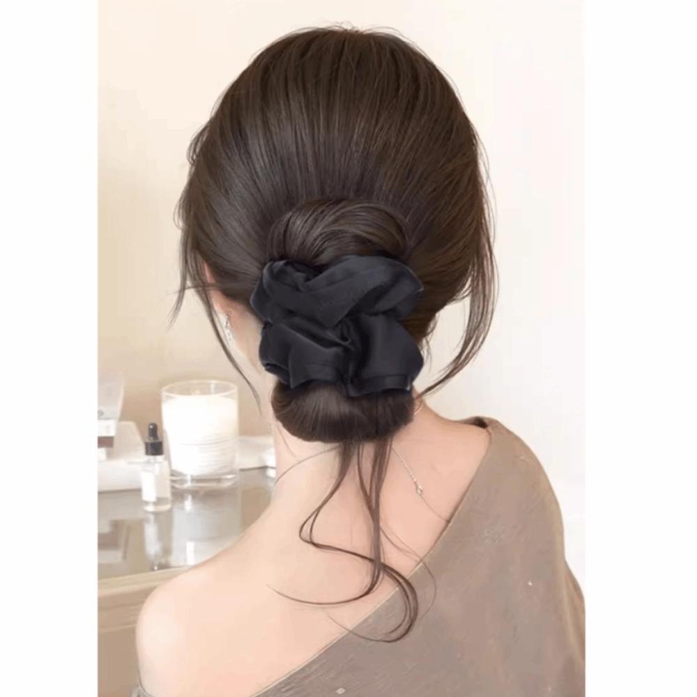 Scrunchie Synthetic Hair Bun Headband Clip in Flower Bun Head Wig  Daily Use