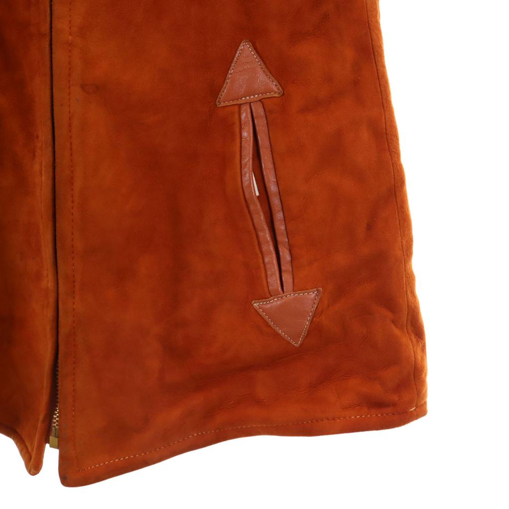 60s 70s Vintage TALON Zip Suede Leather Jacket 18 Orange Series Women Used