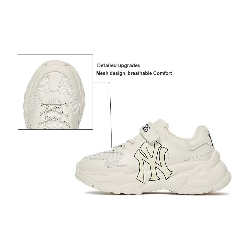 MLB Big Ball Chunky Series Leather Casual Fashion Velcro Low-Top Dad Shoes Ivory Kids sneakers 7ASHC102N-50IVS