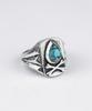 Sheen666 Teardrop Turquoise Crossbone Silver Ring (Type A)