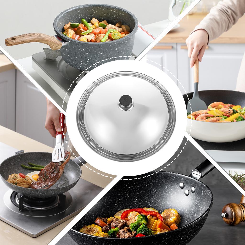 Stainless Steel Pot Lid 34Cm Anti-Scald Cover For Pots Pans Oil Splatter Guard Heat Resistant Cooking Tool Kitchen Gadget
