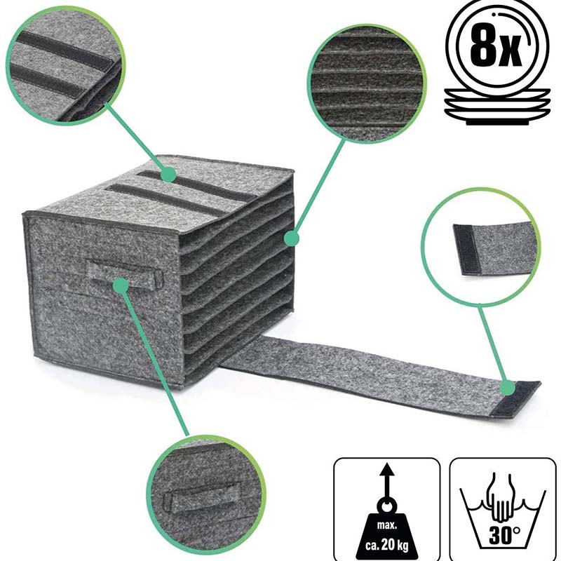 Felt Board Dish Cup Storage Bag Rack Thickened Camping Tableware Container RV Kitchen Cabinet Layered Plate Storage Box