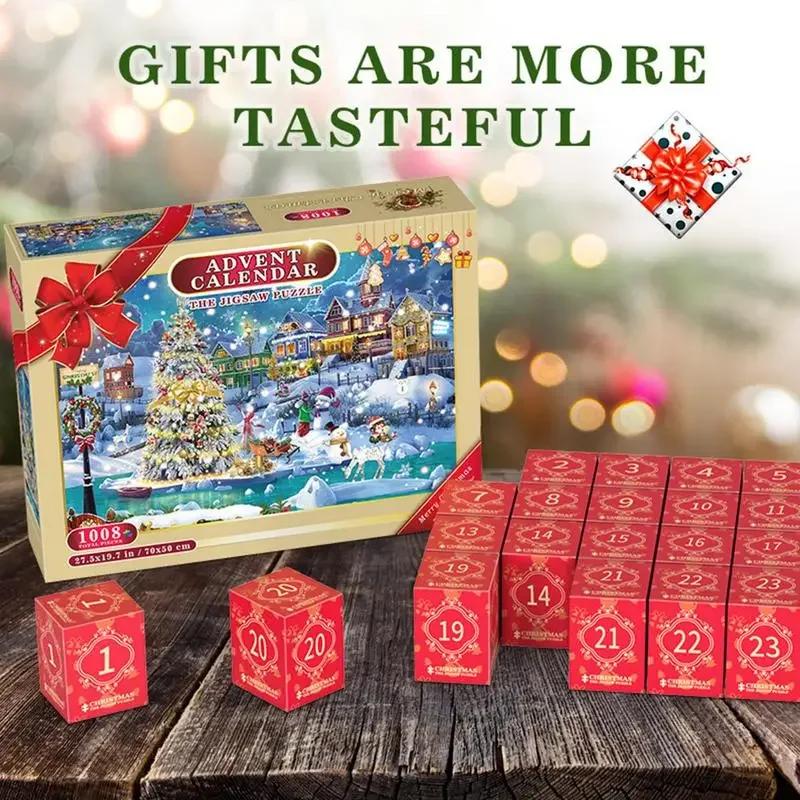 Christmas Puzzle Advent Calendar 24 Days Countdown To Christmas 1008 Pieces Jigsaw Puzzles Blind Gift Box Stocking Christmas Toy