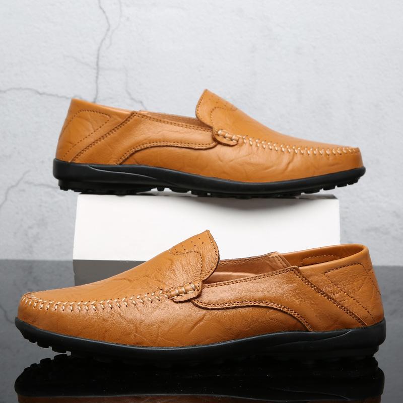 

Genuine Leather Men Casual Shoes Luxury Brand Formal Men Loafers Moccasins Italian Breathable Slip On Male Boat Shoes Size 37-47 47 жовтий