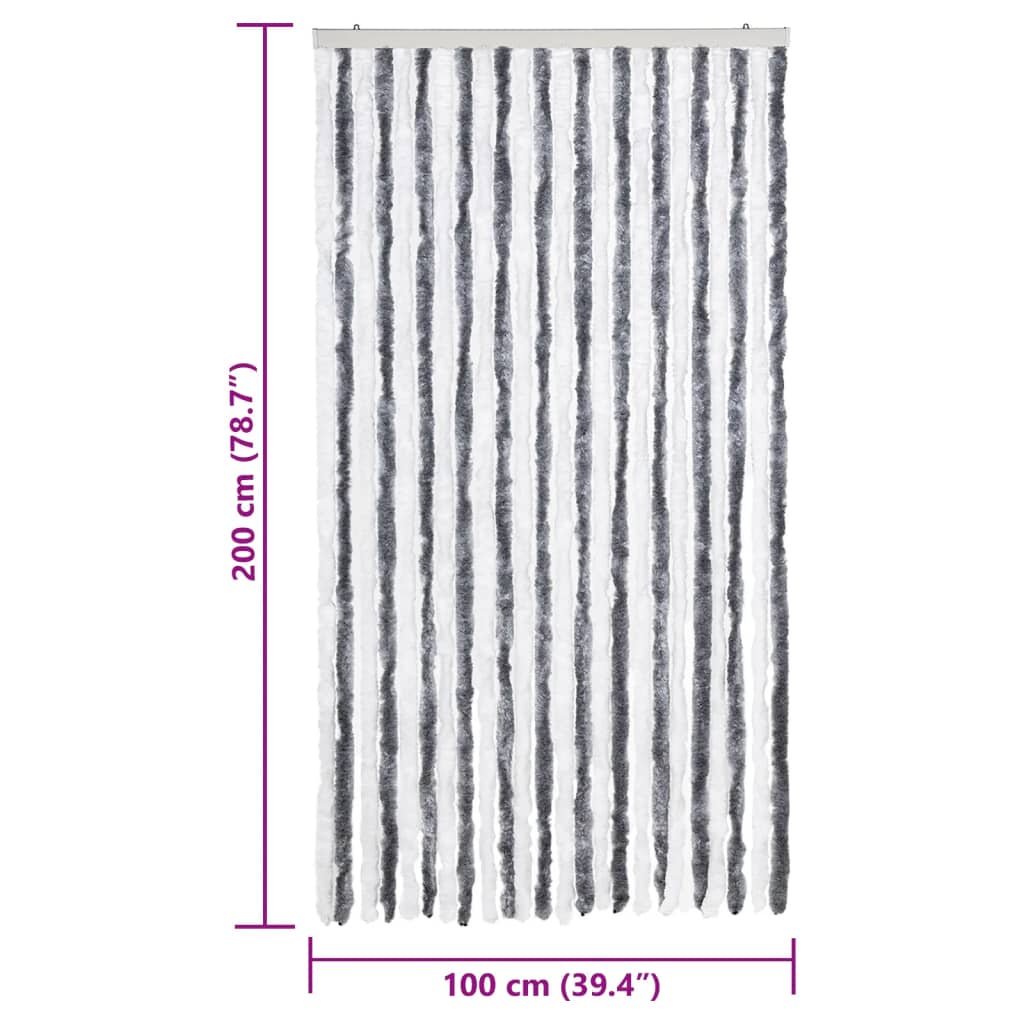 Fly Screen Curtain Grey and White 100 X 200 Cm Chenille