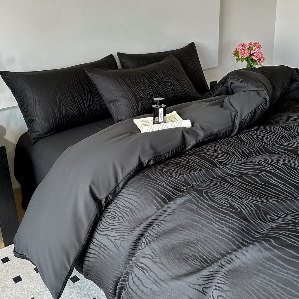 Sleep Grid Washed Cotton Silver Silk Large Jacquard Four Piece Set