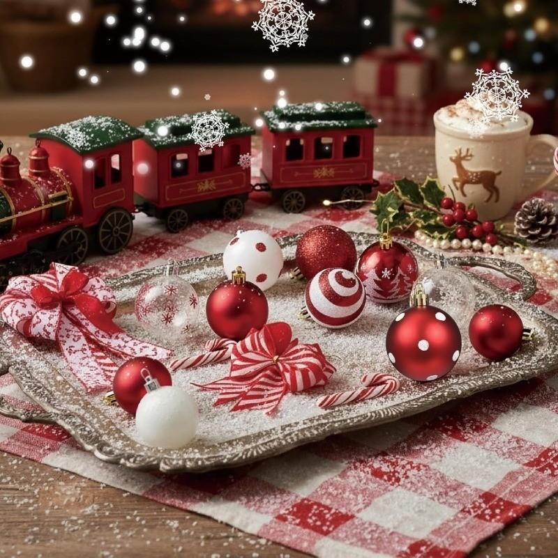 Red Christmas Ball Hanging Christmas Tree Decoration Pendant Candy Cane for Home Decor New Year Xmas DIY Party Supplies Ornament