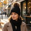 Cozy Knit Hats for Ponytails Winter Knitted Hat Women, Cold Weather Fleece Lined with Pom Fashion Beanies Pom, Chunky Snow Hat, Soft Ribbed