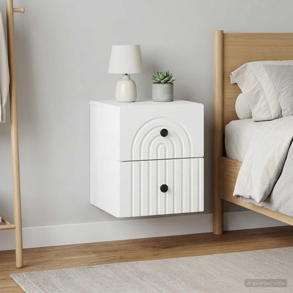 Wall Mounted Nightstand 2 pcs White 33 x 34.5 x 40 cm