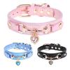 Fashion Pet Collar with Heart Charm Penadnt Crystal Decors Dog Necklace Collar For Daily Walking Special Occasion
