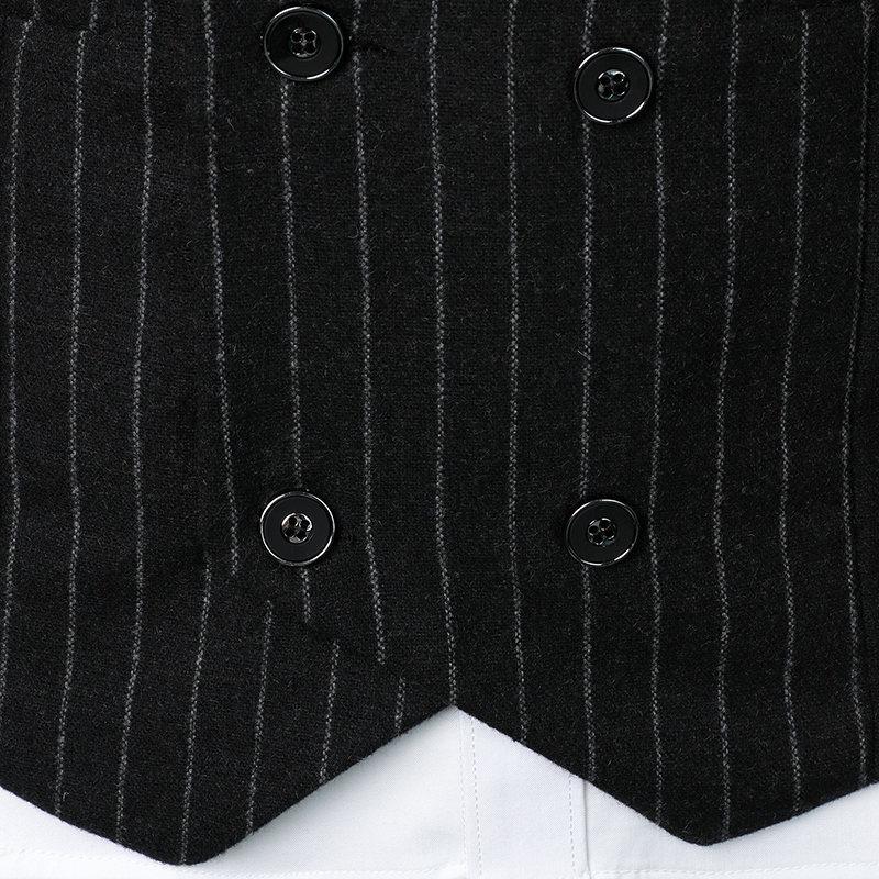 2024 Autumn Men's Fashion Slim Fit Double-Breasted Striped Vest Waistcoat