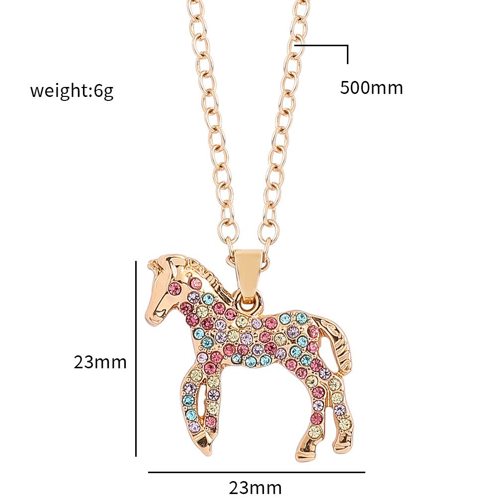 Rainbow Pony Crystal Necklaces For Women Cute Cartoon Animal Choker Collier Fashion Jewelry Accessories Bijoux Gifts