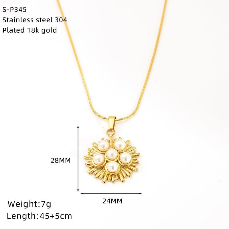 French Premium Polka Dot Stainless Steel Necklace Turquoise Pearl Love Pendant Premium Titanium Steel Necklace