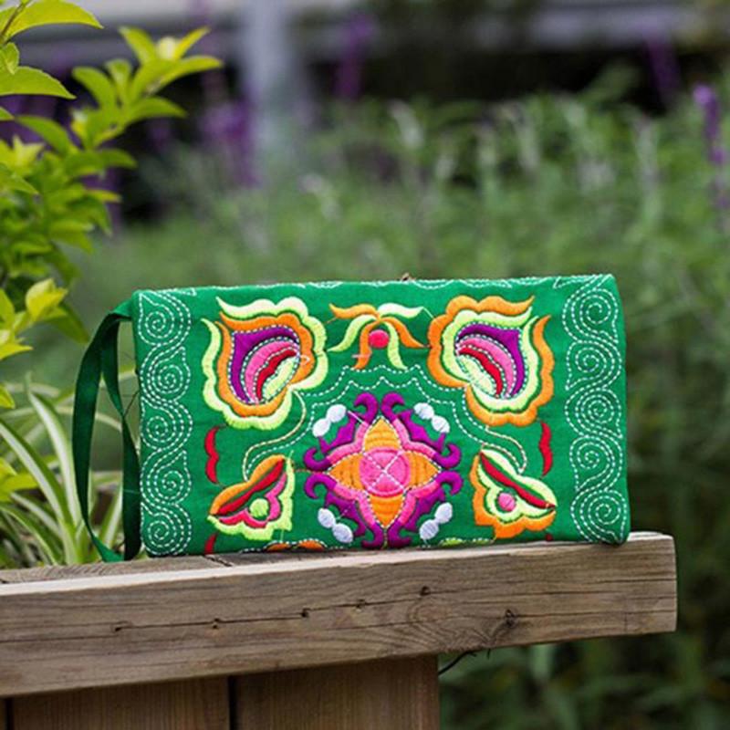 Women Ethnic Handmade Embroidered Wristlet Clutch Bag Vintage Purse Wallet With Elegant Detailing