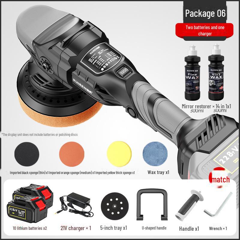DA15 Brushless Eccentric Car Polishing Machine - Wireless & Rechargeable for Household Car Waxing.