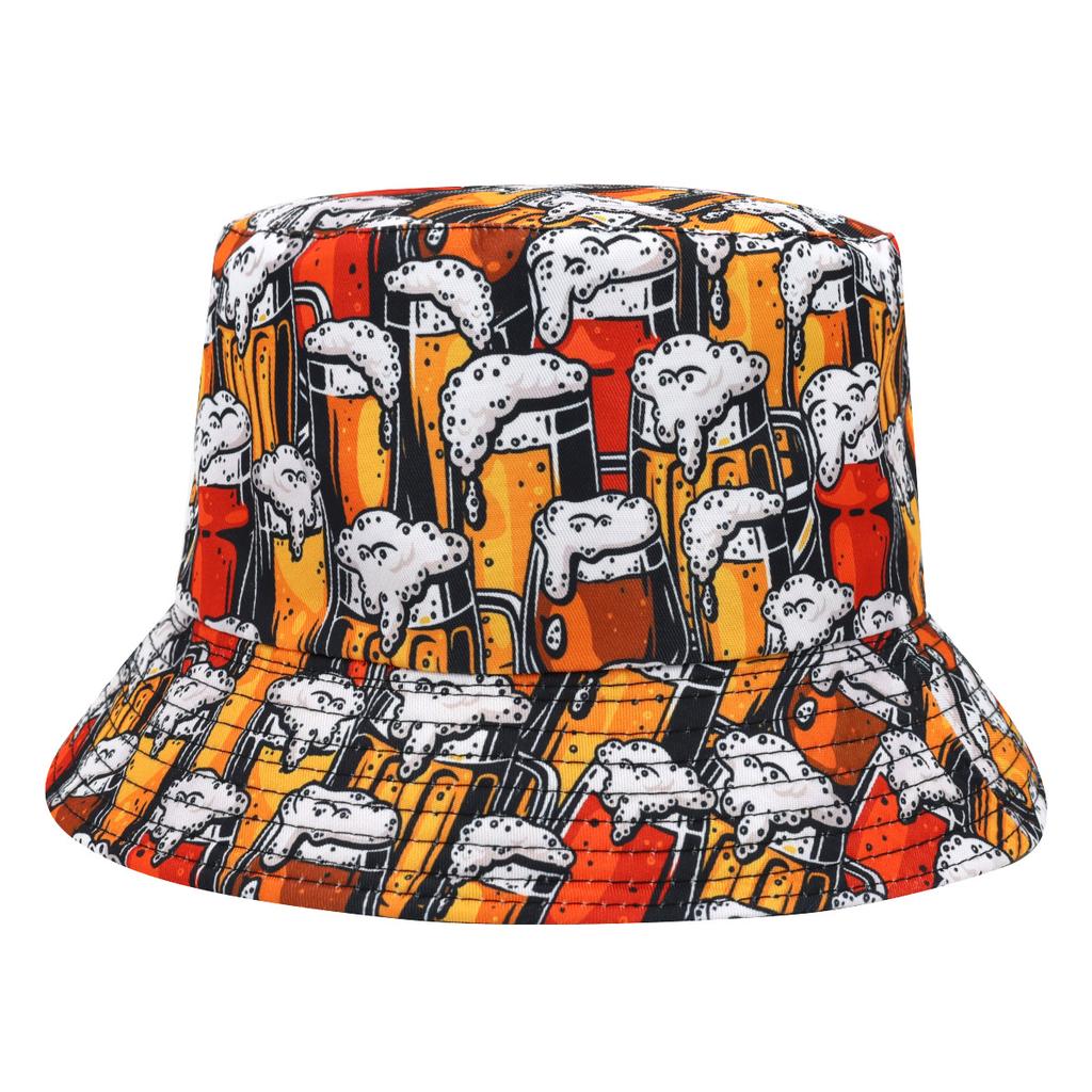 Cappello a Secchiello con Stampa Birra Festa Festival Decorare Cappello da Pescatore Donna Uomo Estate Esterno Protezione Solare Panama Reversibile Cappello Sole Gorras