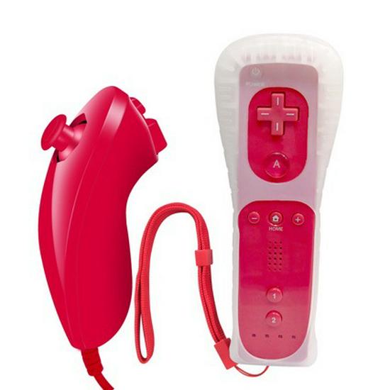Wii Game Controller: Straight Handle + Bent Left-Hand Chicken Leg Grip with Silicone Cover