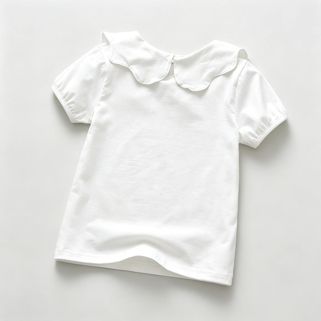 Dames T-shirt met Kraag en Korte Mouwen met Kantafwerking Casual Top