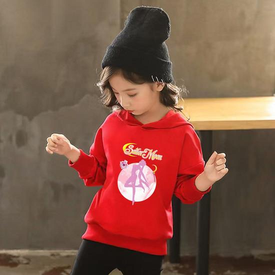 Herbst Hoodie Sailor Moon Print Kinder Mädchen Rosa 3-12 Jahre Sweatshirt+Hose Sport Pullover Jacke Freizeit Mode Anime Set