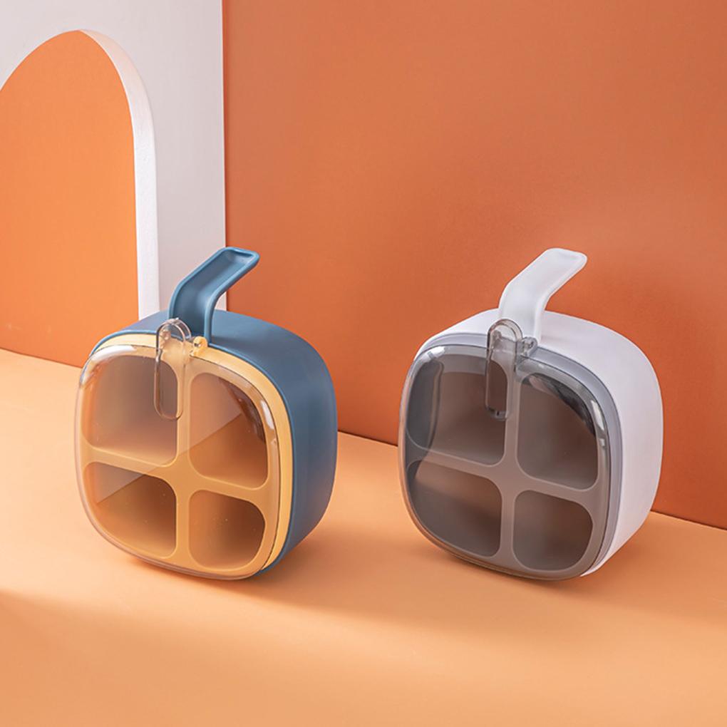 Seasoning Box Portable Jar with Spoons Pepper Spice Sugar Pot Storage Organizer Container Transparent Lid Home Refrigerator