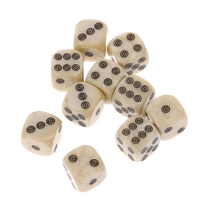 10Pcs 16Mm Acrylic Ivory Dice D6 Dice For Board Game Round Entertainment Party