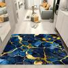 Elegant Blue and Gold Marble Doormat - Abstract Art Design for a Luxurious Home Entrance, Perfect for Modern Decor