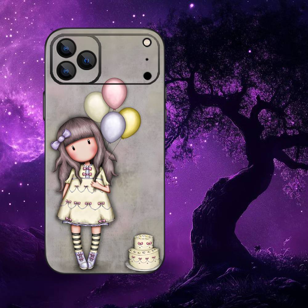 S-Santoro G-Gorjuss Phone Case For iPhone 17,16,15,14,13,12,Pro,Max,Plus,E,SE4,Air,Mini Black Soft Box