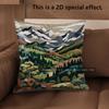 2D Mountain & Forest Landscape Pattern Pillow Covers Pattern Cushion Cover Suitable For Sofa Bedroom Car Pillow Cover