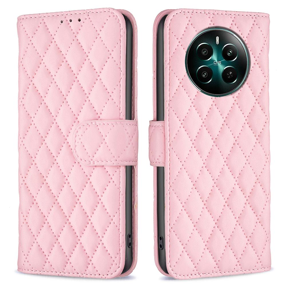 BINFEN COLOR BF Style-14 Etui Portfel Skórzany w Romby na Telefon Realme 12 4G/12+ 5G