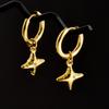 Golden Exquisite Sword Cross Star Hoops Earring Fashion Natural Shell Stainless Steel Earrings For Women Men Accessories Jewelry