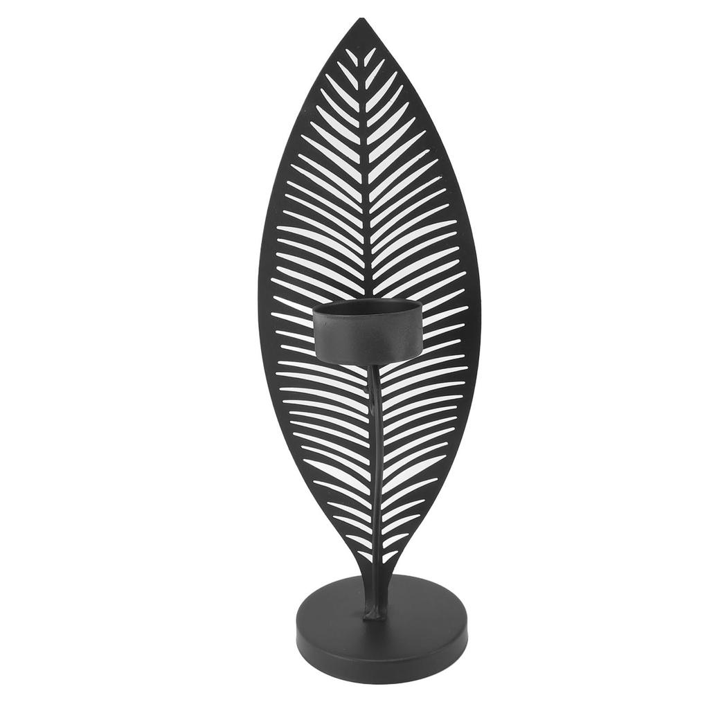 Iron Leaf Candle Holder Minimalist Creative Unique Leaf Shape Candlestick Stand for Dining Room Home Decor Black