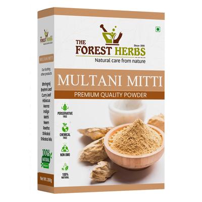 The Forest Herbs Přírodní péče z přírody Multani Mitti na obličej | 100% čistý prášek Multani Mitti pro pleťovou masku 200 g pro exfoliaci, zklidnění, výživu