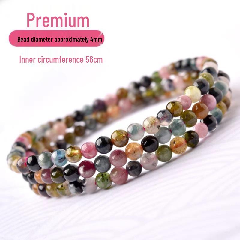 Women s Multi-Strand Rainbow Candy Watermelon Tourmaline Bracelet with Treated Loose Beads