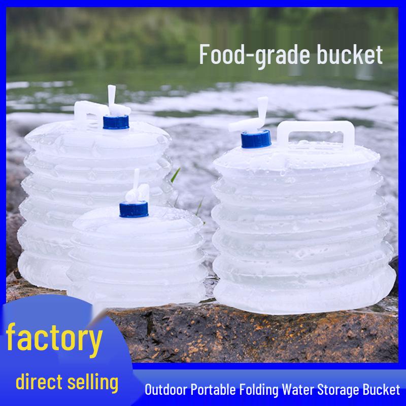 Portable Folding Water Bag with Faucet - Large Capacity Telescopic Outdoor Camping Bucket