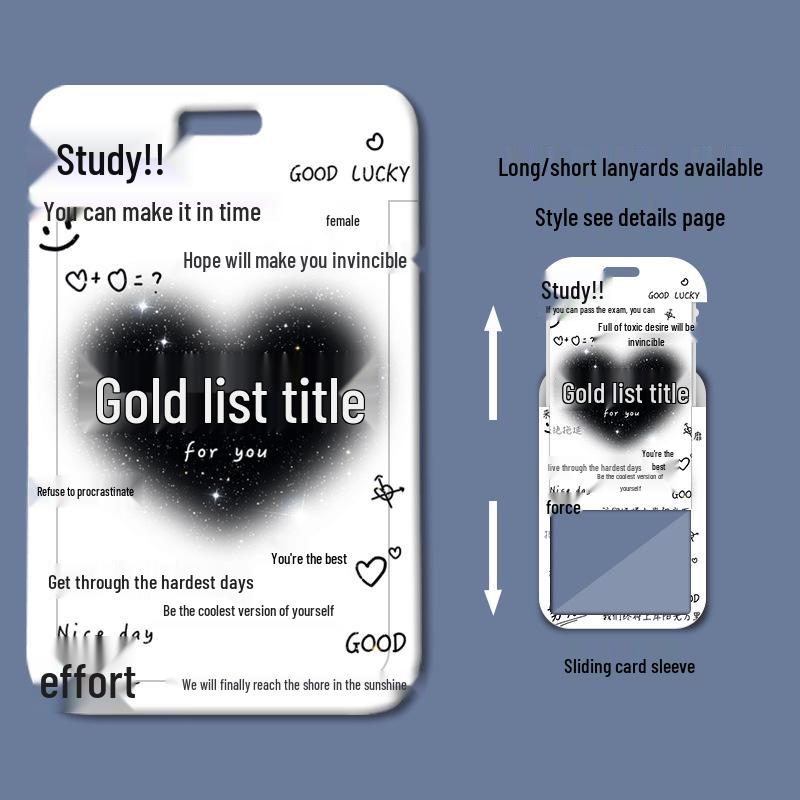 Inspirational Plastic Sliding Cover Card Holder for Student ID, Meal, Name Tag, or Work Permit - Small Cartoon Design
