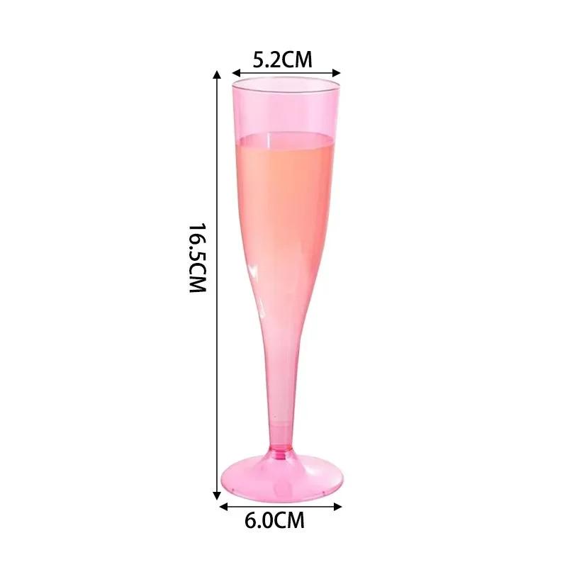 25ks Jednorázové plastové flétny na šampaňské 5Oz čiré třpytivé Šálky na šampaňské Bar Svatební párty Šálky na víno Křišťálový pohár na víno