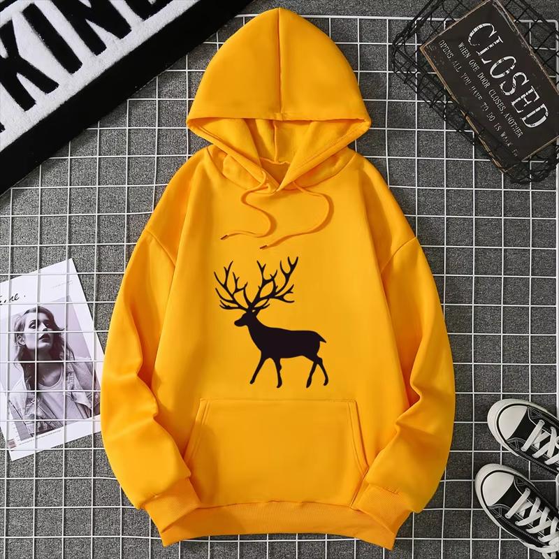 Warm Fleece Sweatshirt Nine-Color Deer Series Unisex Printed Sweatshirt Fleece Autumn And Winter Inner And Outer Wear CYXX346