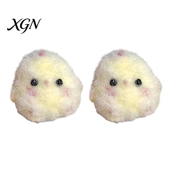 Food-grade Safe Toy 2PCS Squeeze Mini Chick Shape Soft Pinch with Fluffy Handheld Calming Coating Stress Relief Fidget Keychain Pendant