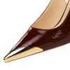 Fashion Super High Heels Women's Metal Pointed Back Hollow Thin Heel Women's Shoes Hollowed Out Back Strap Single Shoe