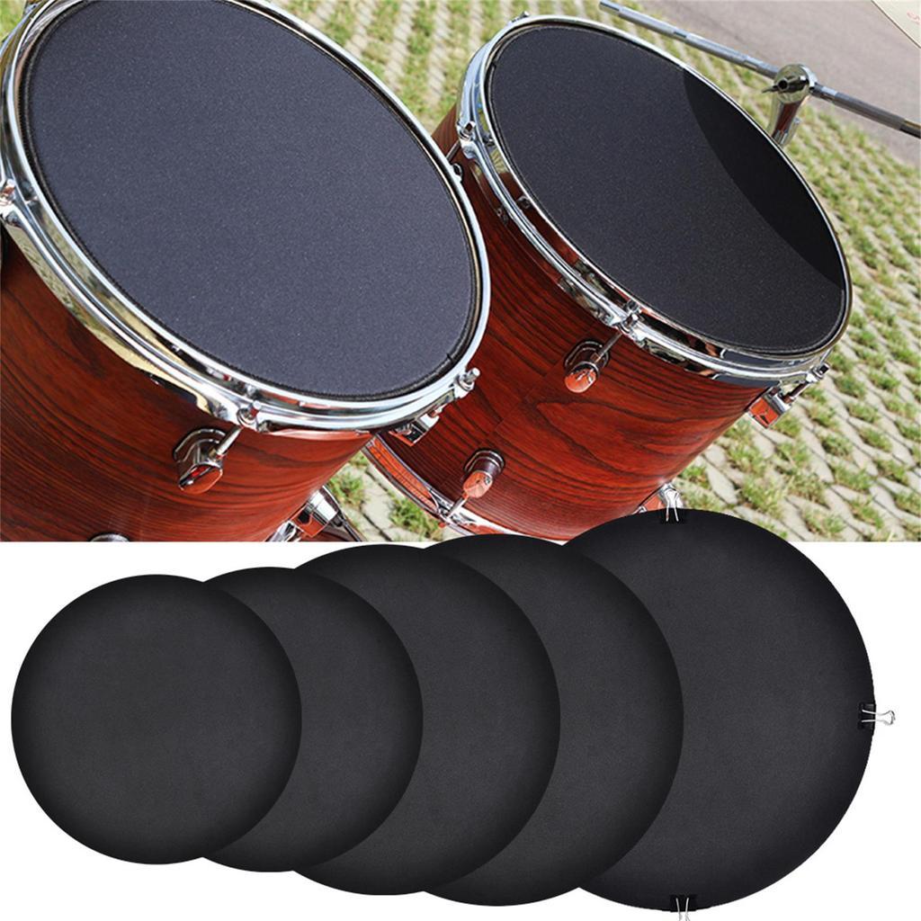 10pcs Mute Silencer Drumming Practice Pad Bass Drums Quiet Sound Off Black