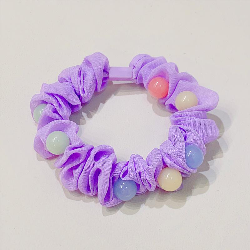Sweet Candy Color Beads Hair Ropes Fashion Cloth Hair Rings Scrunchies Headwear For Girls Hair Accessories Children Rubber Bands