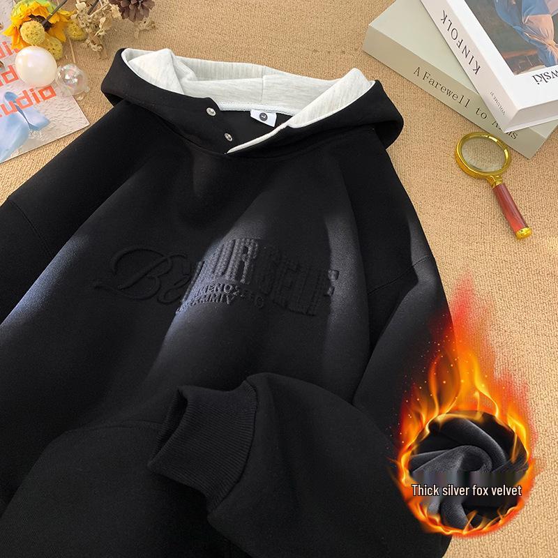 Quick Return Fleece-Lined Unisex Heavyweight Button-Up Hooded Sweatshirt